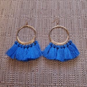 Blue tassel earrings